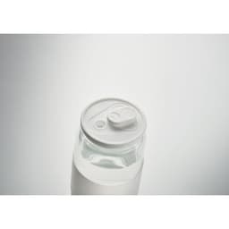 A drink bottle in white with a pull-tab lid, displaying a sleek and minimalistic design.