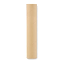 A cylindrical cardboard tube in brown colour, featuring a seamless design and a closed top.