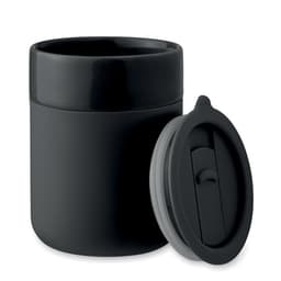 A black drink bottle with a smooth finish and a lid featuring a slider mechanism. It has a simple, modern design.