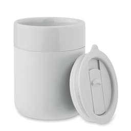A drink bottle in white, featuring a lid that matches the body. The design is sleek and modern, with a smooth surface.