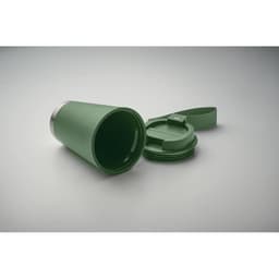 A green drink bottle with a silver lid and a removable top. The bottle is positioned on a neutral background.