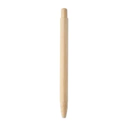 A bamboo pen with a smooth finish, featuring a retractable tip and a natural wood colour.