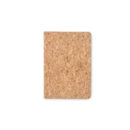 A cork notebook with a natural, textured surface and a subtle light brown colour. It features a simple design with no visible text.