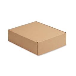 A brown cardboard box with a flat, rectangular shape and a hinged lid, featuring no visible logos or text.