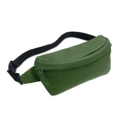 A green waist bag with a zip closure and an adjustable strap, featuring a smooth exterior and minimalistic design.