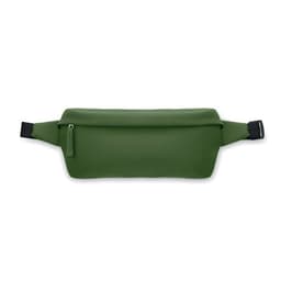 A green waist bag with a zippered compartment and adjustable strap. The bag has a smooth, seamless design and a logo.