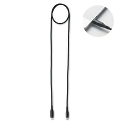 A black cable with two connectors at each end. The design features a rounded section showing a close-up.