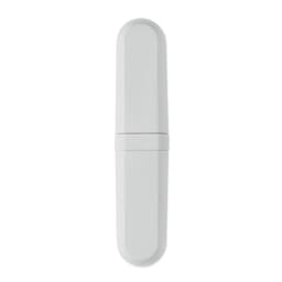 A drink bottle in a sleek white design, featuring a simple and modern shape with a logo.