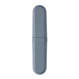 A grey drink bottle with a sleek, minimalist design featuring a logo on the side.