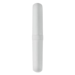 A white drink bottle with a sleek design, featuring a simple round shape and no visible branding.