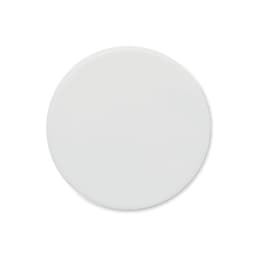 A white round coaster with a smooth surface, featuring a subtle sheen and no visible branding.