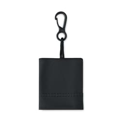 A black pouch with a clip, designed for easy attachment and storage. It has a simple, foldable design.