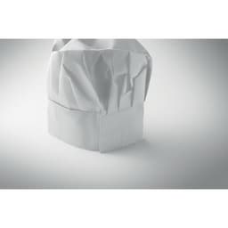 A white chef's hat with a crumpled texture, featuring a simple design and no visible logos.