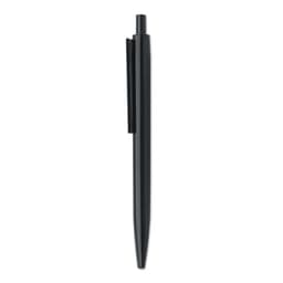 A black pen with a sleek design and a clip for easy attachment. The pen has a smooth writing tip.