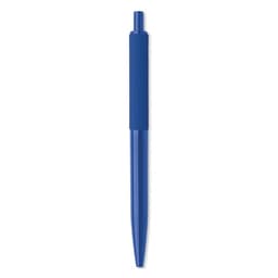 A blue ballpoint pen with a sleek design and a removable cap. It features a comfortable grip.