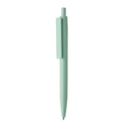 A mint green pen with a sleek design and a clip on the side, featuring a simple, unadorned surface.