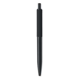 A black pen with a smooth finish and a comfortable grip, featuring a click mechanism.