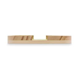 A wooden product with a smooth finish and a rectangular shape, featuring a cut-out space in the centre.
