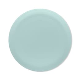 A light blue plate with a smooth surface and subtle circular ridges around the edge. It has a simple, modern design.