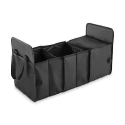 A black organiser with multiple compartments and handles for easy carrying. Ideal for storage and organisation.