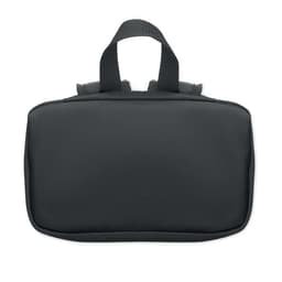 A black insulated cooler bag with two handles on top, suitable for carrying food or drinks.