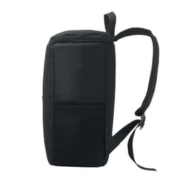 A drink bottle backpack in black, featuring a front mesh pocket and adjustable straps.