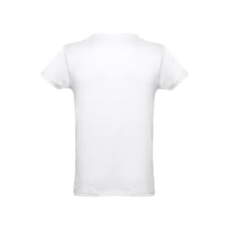 A white men's tubular cotton T-shirt with a plain design and no visible logo or branding.
