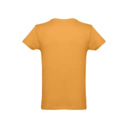 A men's tubular cotton T-shirt in a vibrant orange colour, featuring a plain back and no visible design elements.