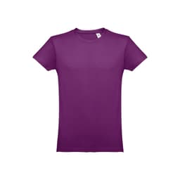 A men's tubular cotton T-shirt in a vibrant purple colour, featuring a discreet logo.