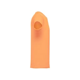 An orange men's tubular cotton T-shirt displayed from the side, featuring a simple design and no visible logo.