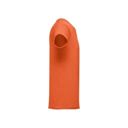 An orange men's tubular cotton T-shirt with short sleeves and a simple design, featuring a logo.