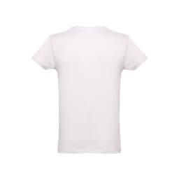 A plain white men's tubular cotton T-shirt featuring a simple design without any visible logo or branding.