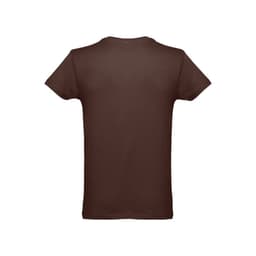 A brown men's tubular cotton T-shirt, featuring a simple design and no visible graphics on the back.