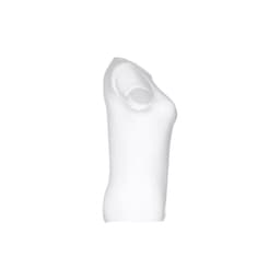 A fitted women's short sleeve T-shirt in white, showcasing a smooth cotton fabric and a simple silhouette.