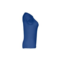 A women's fitted short sleeve cotton T-shirt in a solid royal blue colour. The shirt features a logo.