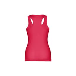 A women's sleeveless cotton T-shirt in vibrant pink with a racerback design and an inconspicuous logo.