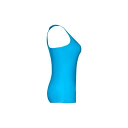 A women's sleeveless cotton T-shirt in a vibrant blue colour, featuring a fitted design and a simple silhouette.
