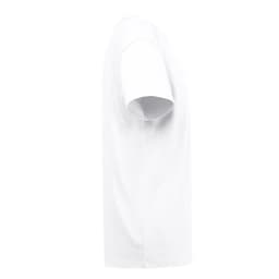 A white regular cut T-shirt for women, featuring short sleeves and a simple design. It includes a logo.