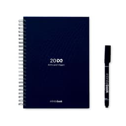 A navy A5 infinite diary with a spiral binding, accompanied by a black marker.