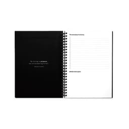A black spiral-bound A5 diary featuring a quote on one side and a blank to-do list on the other.