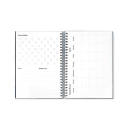 An A5 infinite diary with a spiral binding, featuring blank pages for planning and goal-setting.