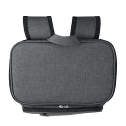 A grey insulated lunch bag with two shoulder straps and a zippered opening. It has a simple, modern design.