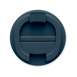 A navy drink bottle cap with a streamlined design and a logo on its surface.