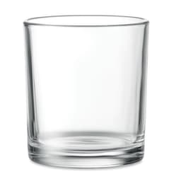 A clear glass tumbler with a sturdy base, featuring a simple, modern design.