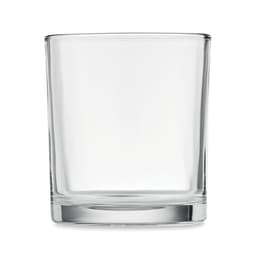 A drink bottle with a clear, glass design and a simple, modern shape, featuring a smooth base.