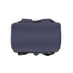 A padded thermal backpack in navy blue, featuring adjustable straps and a zipper compartment, with branding visible.