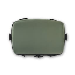 A padded cooler bag in olive green made from recycled polyester, featuring a zip closure and handles.
