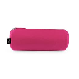 A pink multi-purpose case made of recycled felt, featuring a zipper and a small logo.