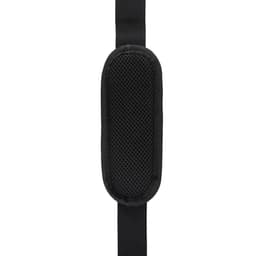 A padded black shoulder strap with a mesh centre for comfort, designed for carrying bags or duffle bags.