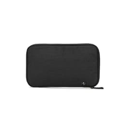 A black organiser bag made of high-density 600D recycled polyester with a spacious main compartment and a logo.
